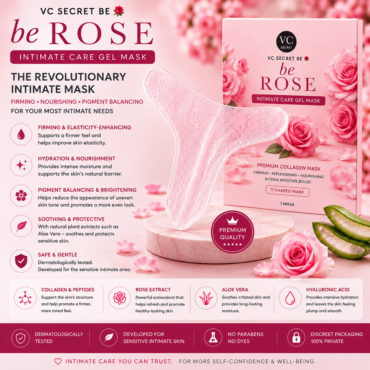 VC Secret be Rose intimate care gel mask with collagen, rose extract and aloe vera