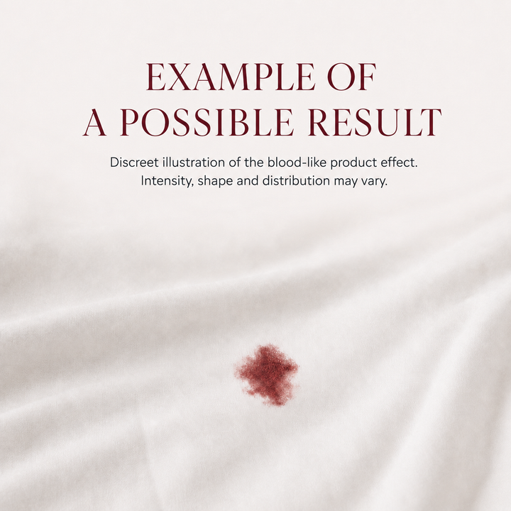 Example of a possible VirginiaCare Blood Effect Capsules result on white fabric